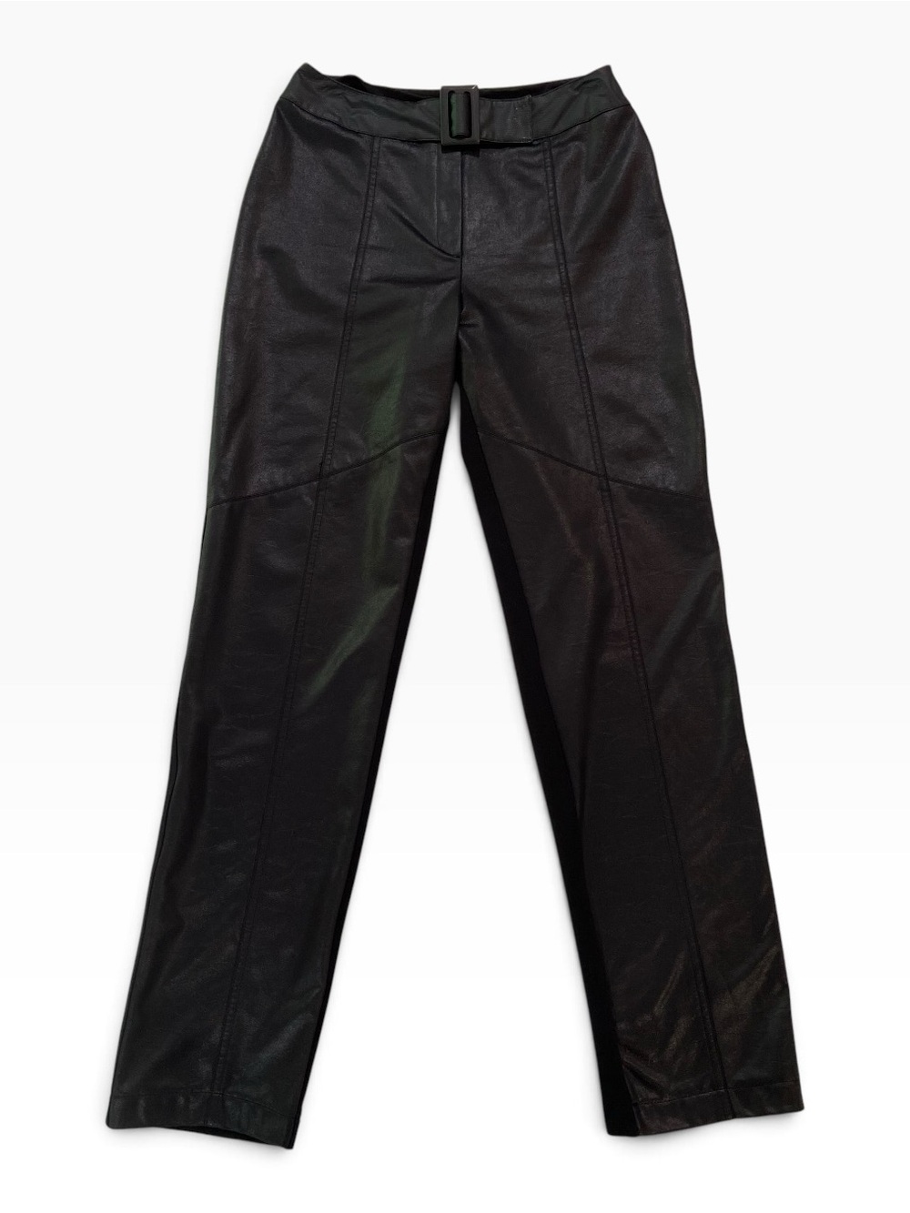 Joseph Ribkoff Trends Made in Canada Black Faux Leather Belted Pants Size 6